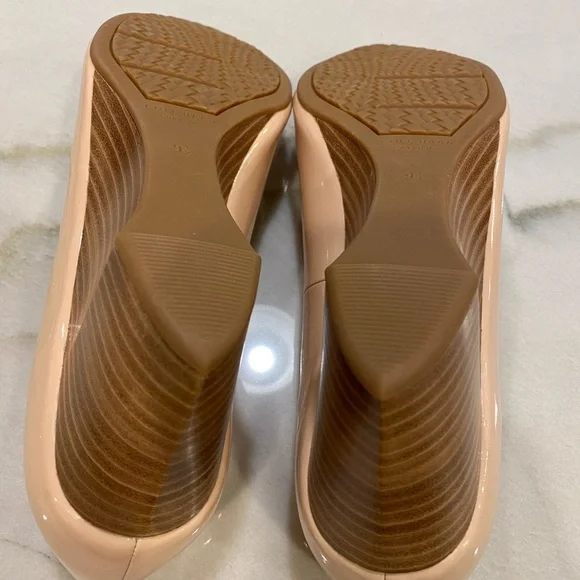 Cole Haan Wedge Heels Size 9.5 Nude Beige Peep Toe NWOB - Picture 10 of 16